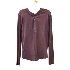 NSF Hal Long Sleeve Henley in Bordeaux NWT Size Small